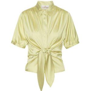 Karmamia Lee Shirt Lemongrass Tie Front Blouse Short Sleeve Size S